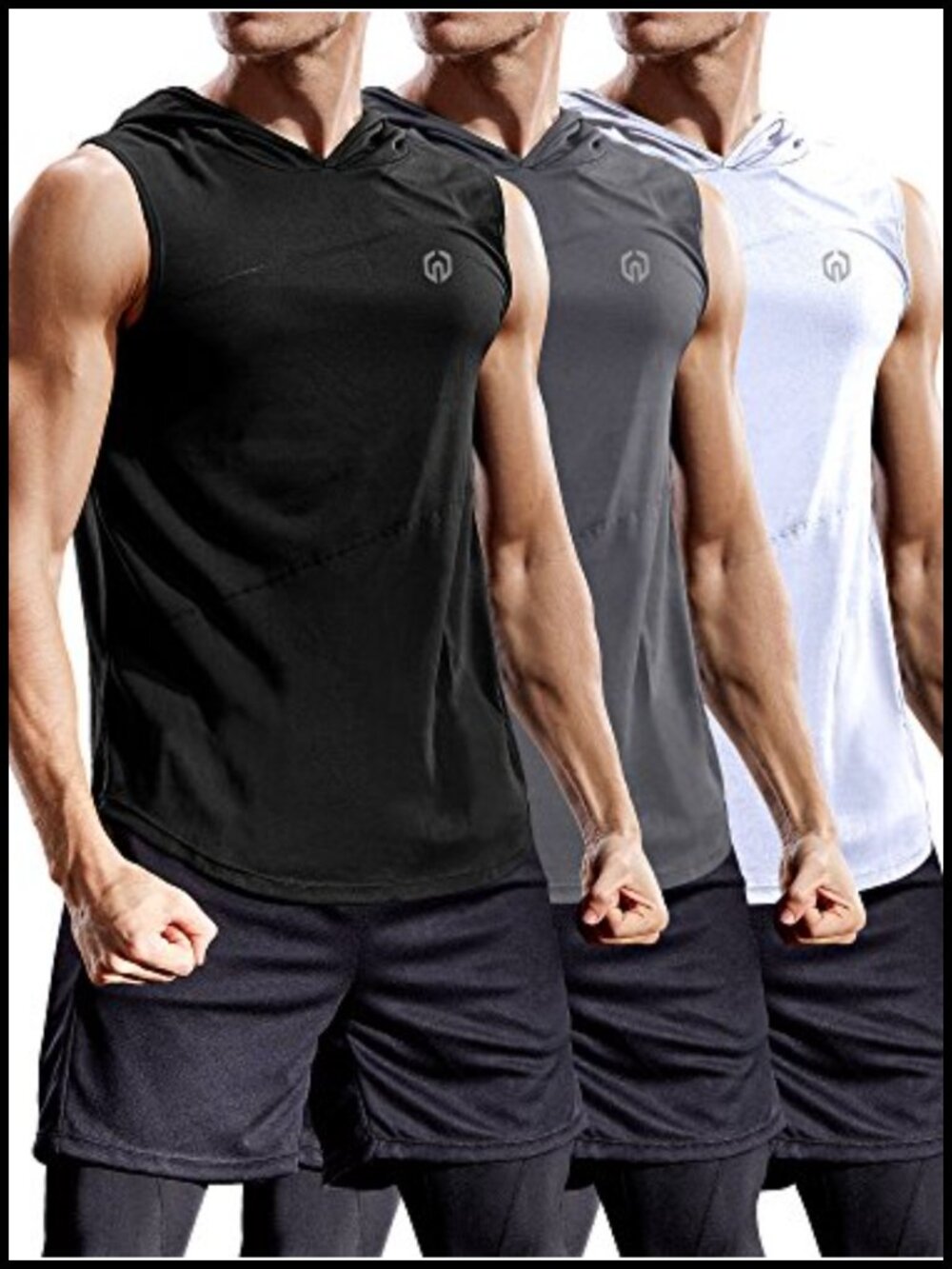 Dry Fit Muscle Tank Top with Hood Quick Dry Workout Running Gym Shirt